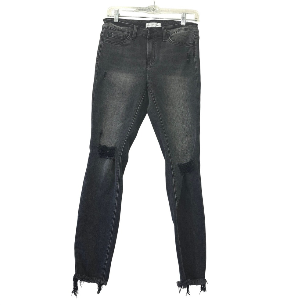Flying Monkey Distressed Skinny Jeans Faded Black Frayed Hem Sz 27 Grunge Edgy